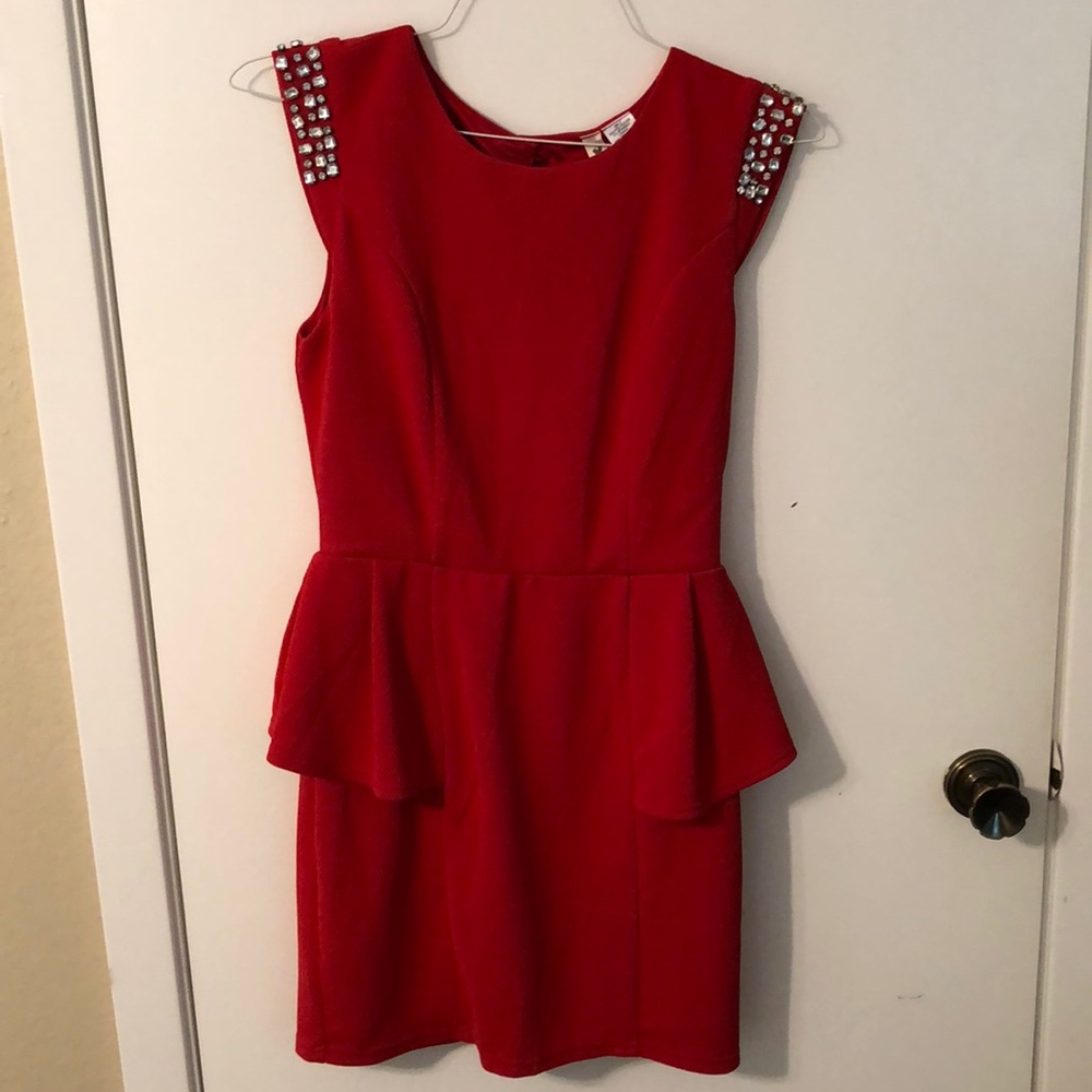 Red peplum dress
